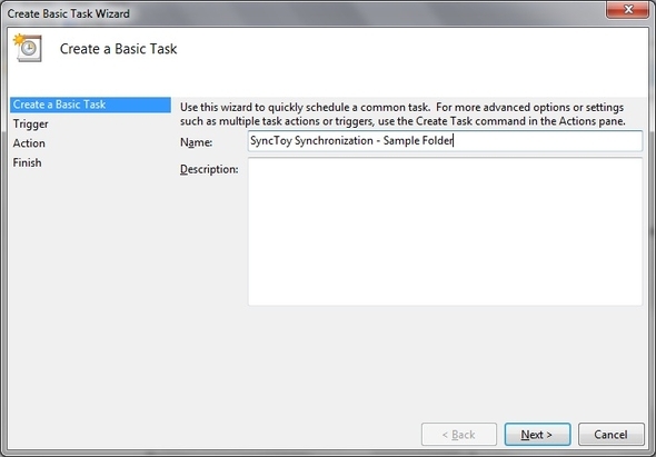 SyncToy: простое решение Microsoft для резервного копирования и синхронизации [Windows] Планировщик задач Создать базовое имя задачи