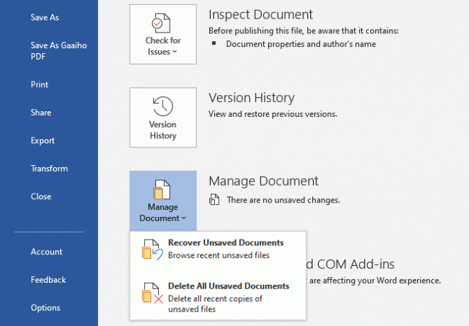 Microsoft Office 2019 восстановить несохраненные документы