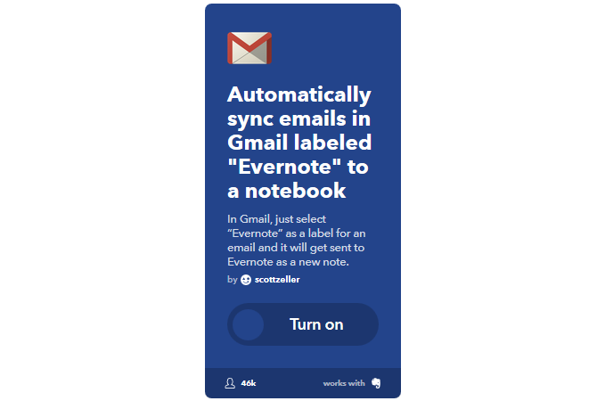 Руководство Ultimate IFTTT: используйте самый мощный инструмент в Интернете, как профессионал 47IFTTT SelectiveGmailsToEvernote