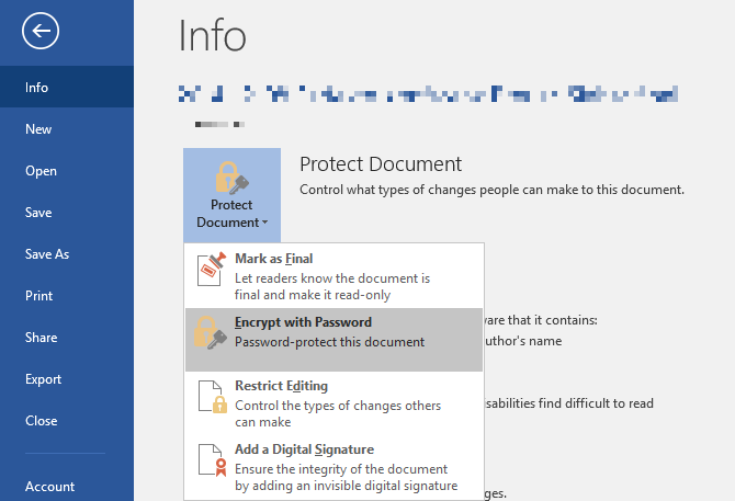 Microsoft Word шифрует файл паролем