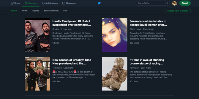 Скриншот Twitter Моменты
