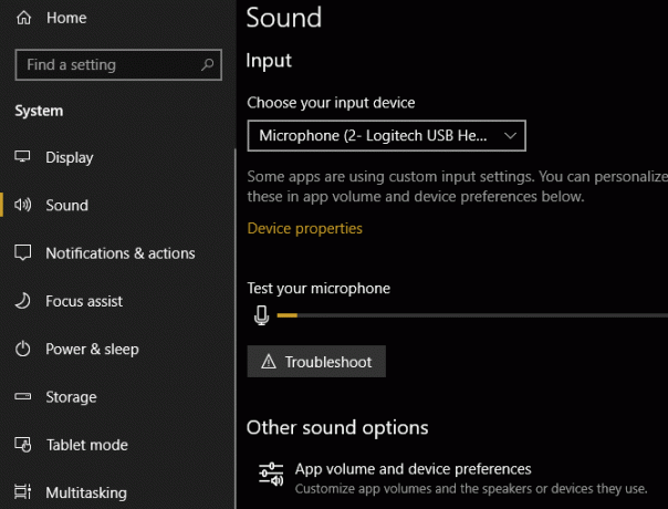 Параметры Windows Sound Mic