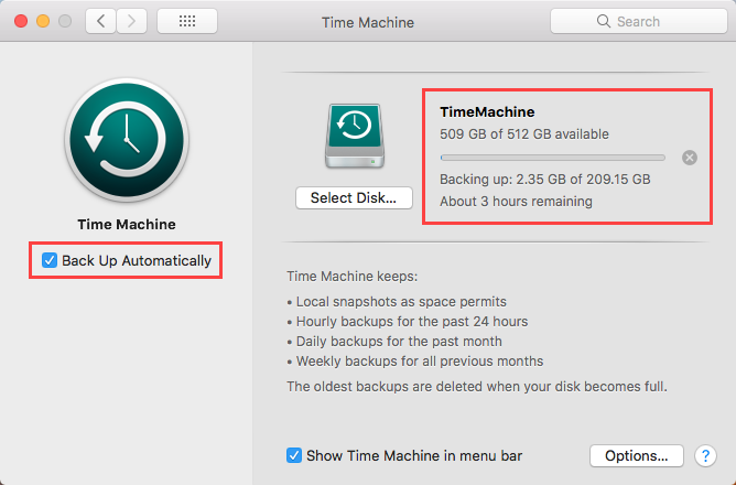 Резервное копирование в Time Machine