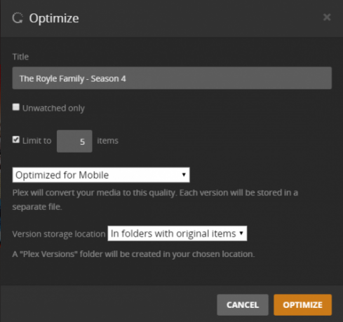 Plex Media оптимизировать