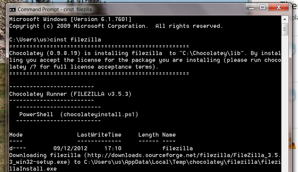 До Магазина Windows: менеджеры пакетов и хранилища программного обеспечения chocolately filezilla