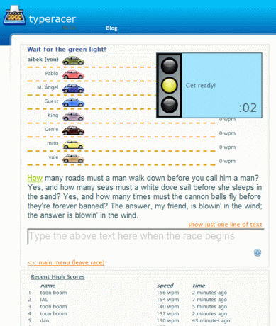 TypeRacer - игра на машинке