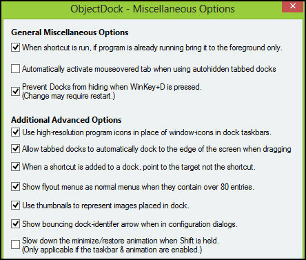 ObjectDock: быстрая настройка рабочего стола и повышение его функциональности [Windows] Настройки ObjectDock: различные параметры