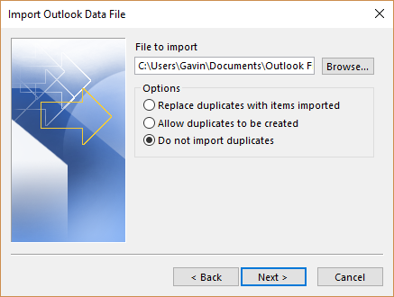 файл данных импорта outlook pst merge