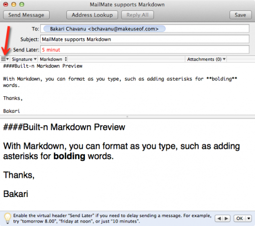 MailMate отправить позже