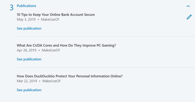 Пример списка публикаций LinkedIn
