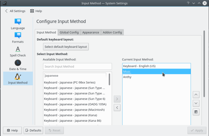 метод ввода региональных настроек kde