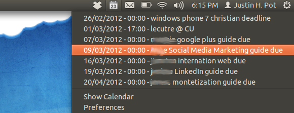 Календарь Google в Ubuntu