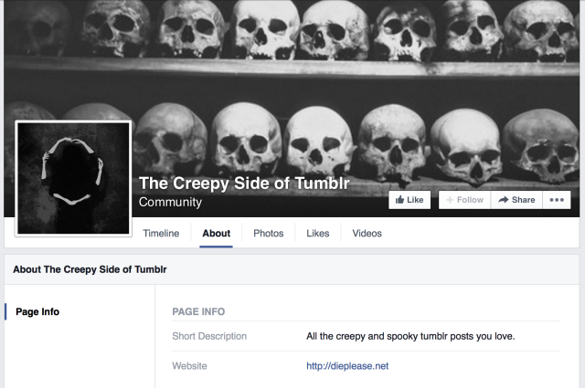 Скриншот FAcebook Creepy Tumblr