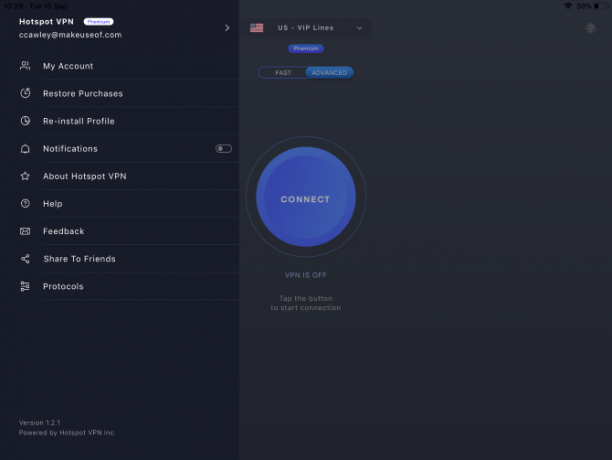 Приложение Hotspot VPN для iPad