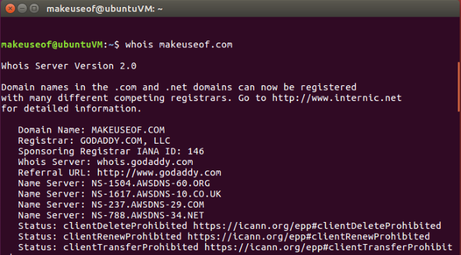 терминал Ubuntu Whois