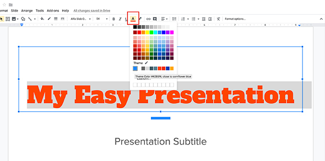 Как создать презентацию Google Slides Изменить цвет шрифта