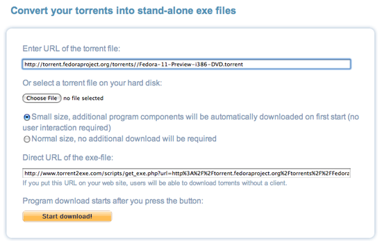 Скачать торренты без клиента через Torrent2Exe [Windows] torrent2fedora