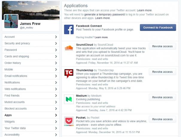 Скриншот Twitter Connected Apps