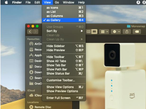Вид галереи на macOS Мохаве