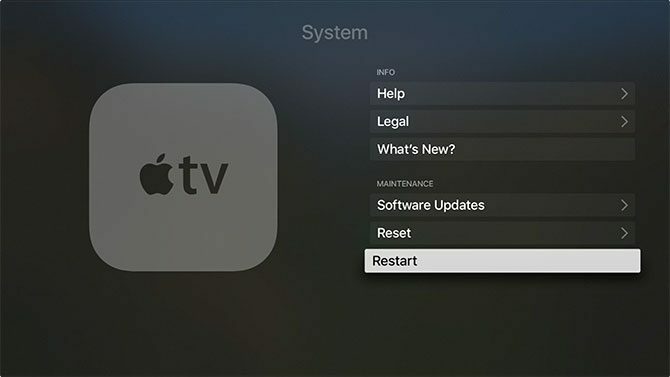 Перезагрузите Apple TV