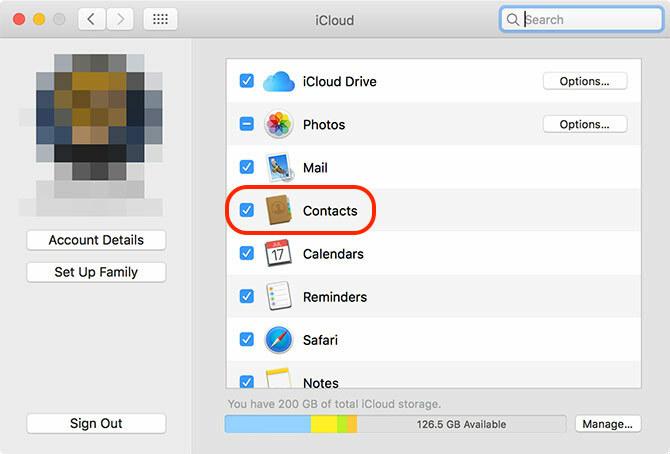 Контакты iCloud