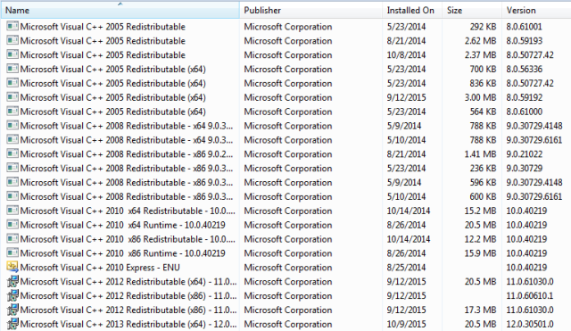 Installed-vcpp-Redist