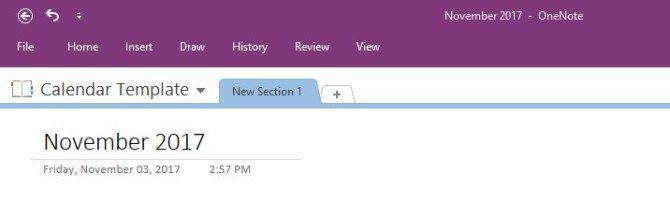 создать шаблон календаря onenote