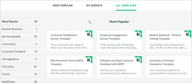 Шаблоны SurveyMonkey