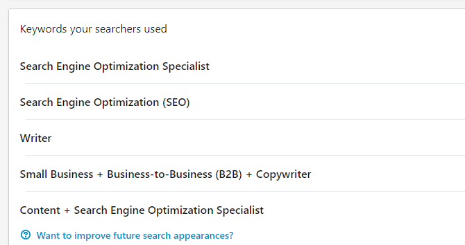 Ключевые слова LinkedIn, которые использовали ваши поисковики