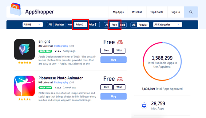 Как узнать, когда платные приложения для iOS становятся бесплатными AppShopper