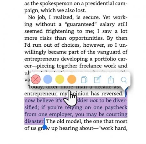 Подсветка текста в Kindle iOS