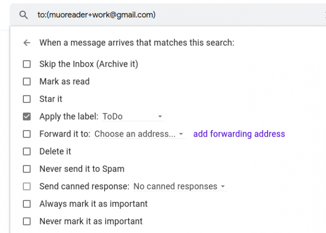 создать фильтр для маркировки писем, отправленных на псевдоним в Gmail