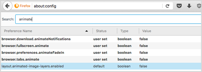 Firefox о конфигурации анимировать