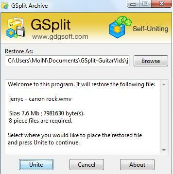 gsplit - разбивает большие файлы на более мелкие