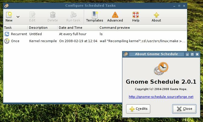 Экран Gnome-Schedule's About