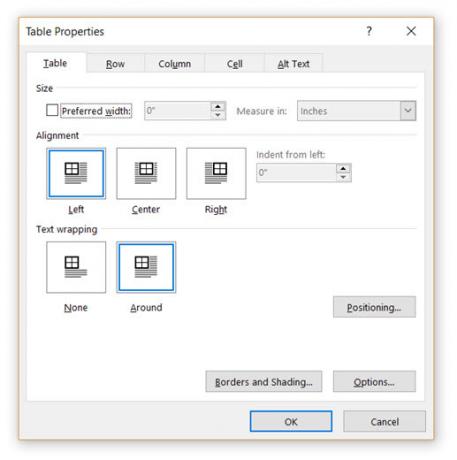 Свойства Microsoft Word-Table