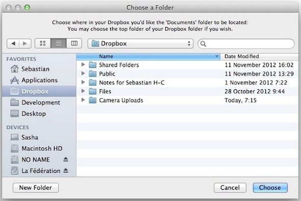 синхронизировать Dropbox Mac