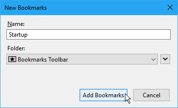 Диалоговое окно «Новые закладки» в Firefox