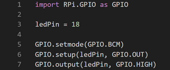 Код для настройки и светодиод для вывода с помощью RPi. Библиотека GPIO