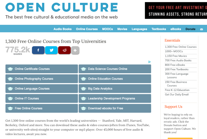 Скриншот OpenCulture