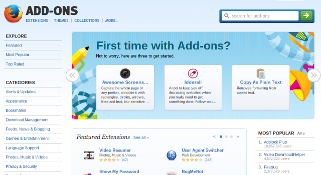 Mozilla Firefox-магазин-Addons-
