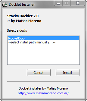 RocketDock + Stacks Docklet: не просто док, а законченное решение для организации рабочего стола [Windows] 2013 04 12 22 48 04 Установщик Docklet