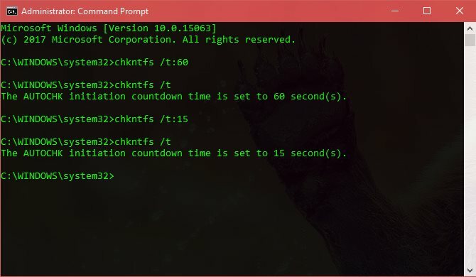 Как изменить время ожидания CHKDSK до его запуска Изменить Windows CHKDSK Timer