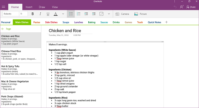 OneNote-интерфейс-окна-приложение