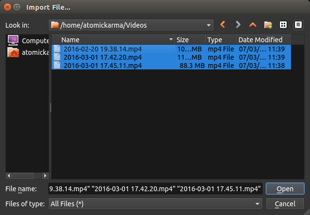 Импорт Linux OpenShot 2.0