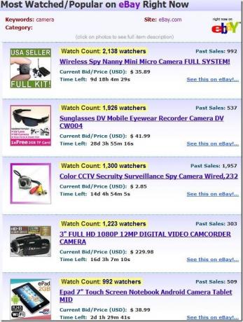 Ebay Количество наблюдателей инструмент