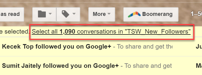 Выберите беседы в Gmail