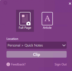 Отправить в OneNote из Chrome