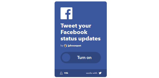 Руководство Ultimate IFTTT: используйте самый мощный инструмент в Интернете, как профессионал 29IFTTT TweetFBStatusUpdates