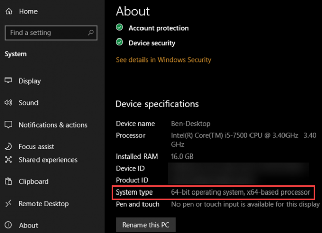 Windows 10 64-битная информация